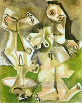 Abstract and Decorative Painting - Homme et femme nus 1965 Cubism